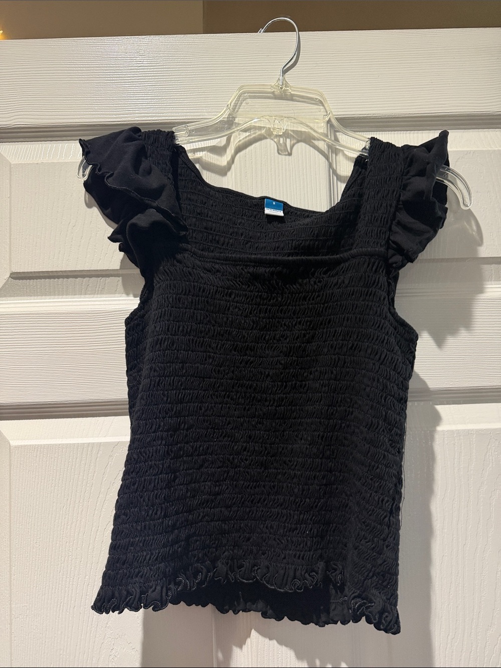 Old Navy Black Ruffle-Sleeve Smocked Tank Top